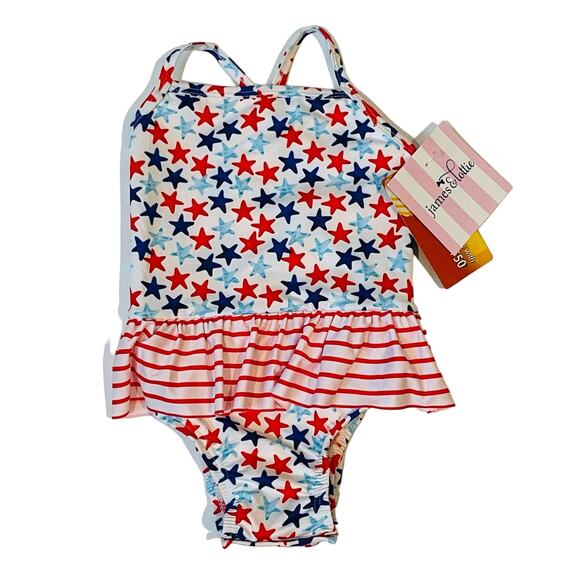 NWT James & Lottie 24M Stars and Stripes Lainey One Piece Swimsuit - Picture 1 of 5